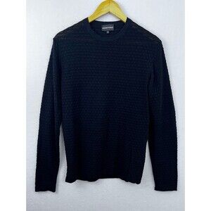 Emporio Armani Sweater Men Medium Black Pullover Lightweight Textured Cotton